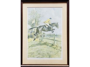 Vintage English Equestrian Jumping Print