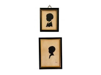 2 Small Vintage Framed Silhouettes