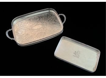 2 Ornate Small Rectangular Silver Plated Serving Dishes