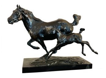 Bronze Horse Sculpture From T. D Kelsey Original On Marble Base