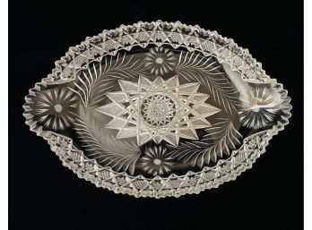 Gorgeous Oval Vintage Cut Crystal Serving Dish