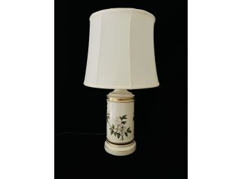 Ivory Ceramic Table Lamp With Apple Blossoms