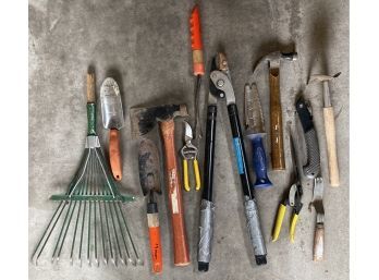 Hand Tools And Garden Tools Including A Hammer, Garden Shovels And More