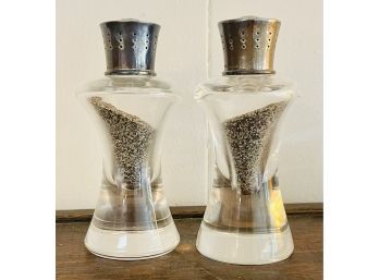 2 Steuben Glass Salt & Pepper Shakers With Sterling Tops