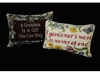2 Decorative Pillows With Quotes 1 Needlepoint