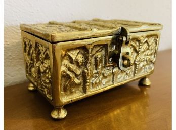 Heavy Embossed Solid Brass Trinket Box