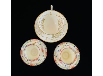 2 Vintage Hand Painted Demi Tasse Sets  1 Cup & Saucer