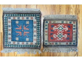 2 Small Square Wool Table Toppers/Rugs