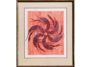 'Crawfish' Signed & Numbered 42/180 Framed Block Print By Bruce Jones
