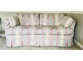 Vintage High End Custom Sherrill Love Seat With Striped Brocade Fabric See Notes