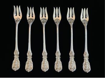 6 Ornate Sterling Hors D'Oeuvres Forks 1 Of 2 Sets