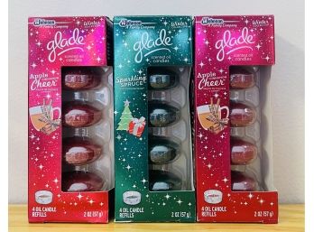 Lot Of 3 Glade Scented Oil Candles Winter Collection
