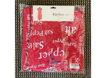 3 Piece Kitchen Set Red Brand New With Apron, Glove And Potholder