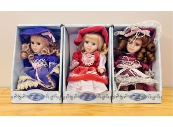 Lot Of 3 Brand New Small Porcelain Dolls