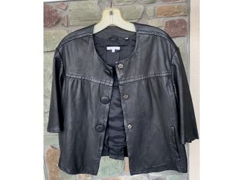 Vince. Short Sleeve Button Leather Jacket Size L