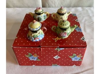 Mary Engelbreit Set Of 4 Miniature Teapots