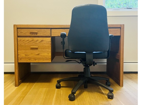 Solid Oak Office Desk With Chair
