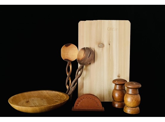 Lot Of Wood Cooking Accessories Including Cedar Planks