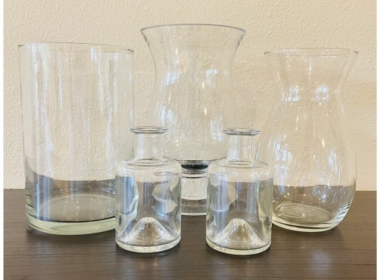 5 Pieces Of Glass Vases