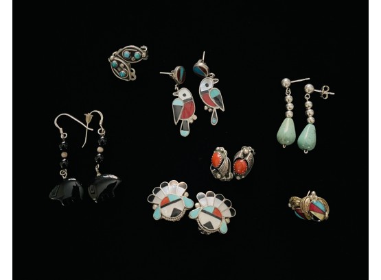 Lot Of Several Zuni Made Earrings