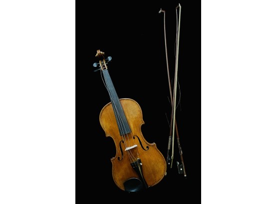 Antique Antonio Loveri Violin With 2 Bows And Case