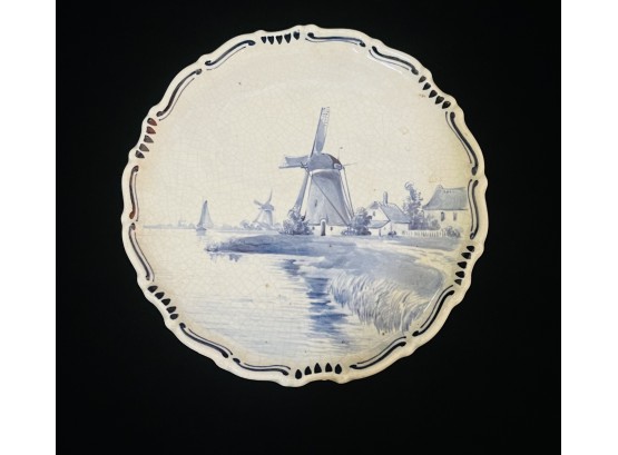 Small Windmill Decorative Plate By Delft