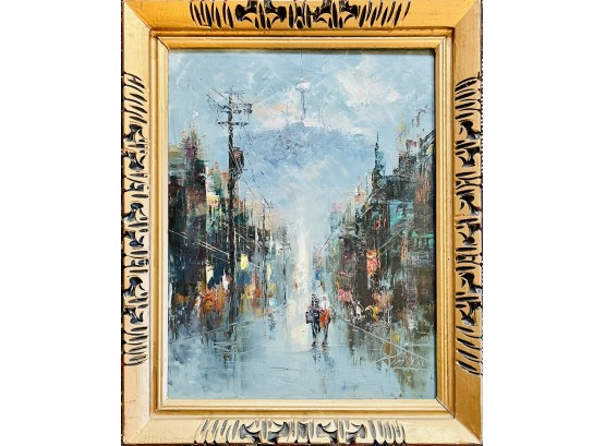 Framed Oil Painting On Canvas Asian City Scene By Kim Y. C. - Signed