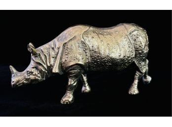 Solid Brass African Rhino Figure