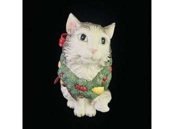 Vintage Fitz & Floyd Christmas Cat Ceramic Statue