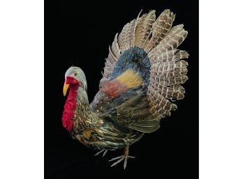Natural Feather Decorative Turkey Figure
