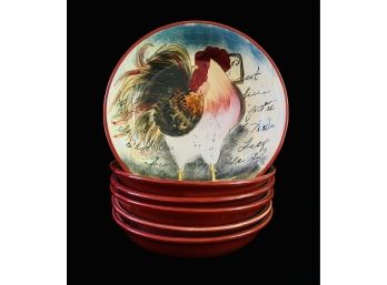 6 Ceramic Rooster Themed Bowls
