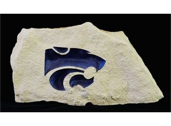 Hand Carved Sandstone Kansas State University Wildcats Symbol Sculpture