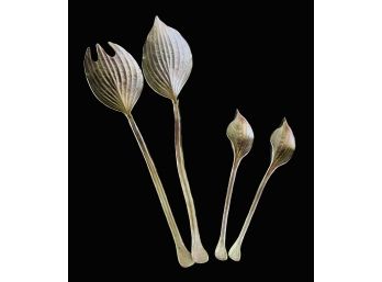 4 Pc Gold Tone Leaf Serving Set By Table Art