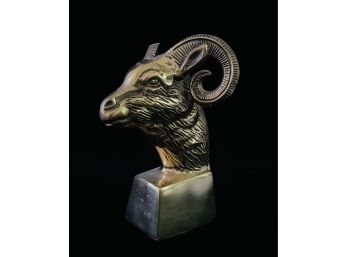 Solid Brass RamHead Single Bookend