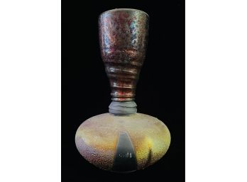 Hand Made Art Pottery Vase With Iridescent Neck
