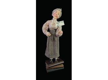 Vintage JKC Librarian Figurine With Cloth Clothes