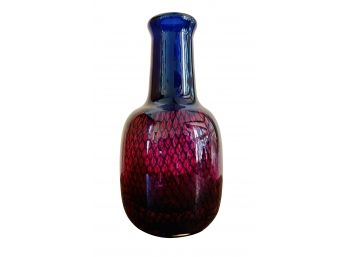 Gorgeous Signed & Numbered Orrefors Vase With Purple To Blue Net Design