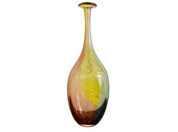 Beautiful Hand Blown Rainbow Glass Vase By Kosta Body Signed