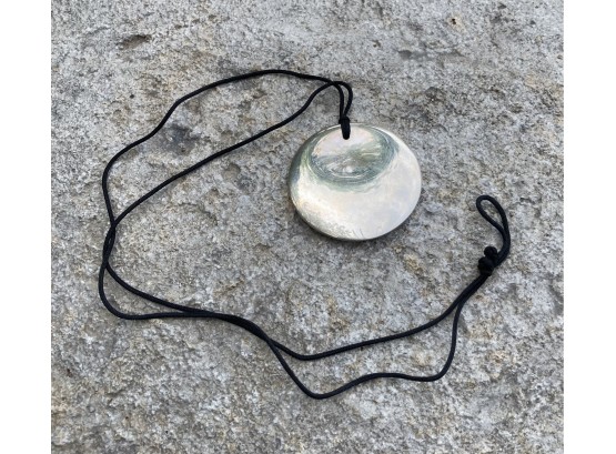 Tiffany & Co. Elsa Peretti .925 Sterling Silver Disc Pendant Black Silk Cord Necklace