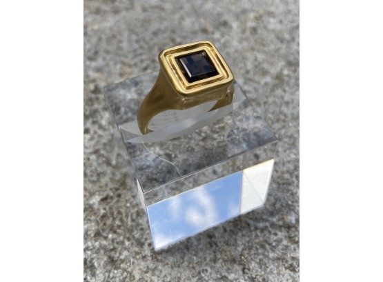Square Cut Smoky Quartz Set In 14Kt Gold Ring, Reproduced From 'Portrait Of A Man' By Anthony Van Duck