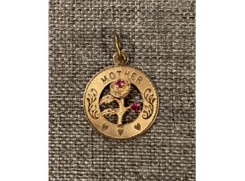 Personalized 'Mother' 14Kt Gold Pendant With Pink Stones