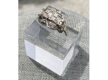 Vintage Diamond & 14k White Gold Ladies Ring
