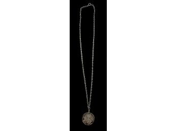 1917 Walking Liberty Half Dollar Pendant  With Rope Chain Necklace