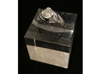 Diamond And Sapphire Iridium Platinum Ring