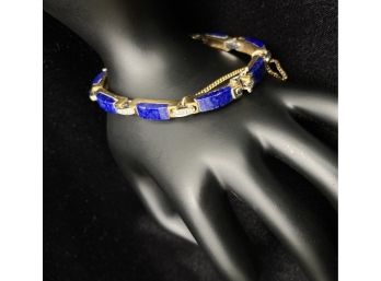 Diamonds And Lapis 18k Gold Bracelet