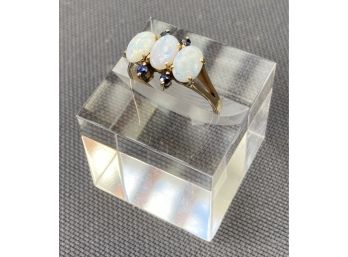 Opal And Blue Sapphire 14Kt Gold Ring