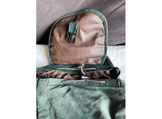 Small Green Faux Leather Backpack