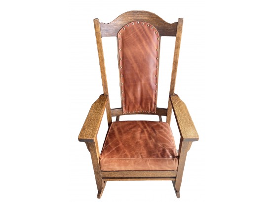 Solid Wood Rocker With Leather Seats And Back