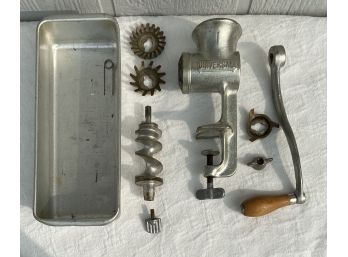 Small Vintage Universal Meat Grinder With Accessories