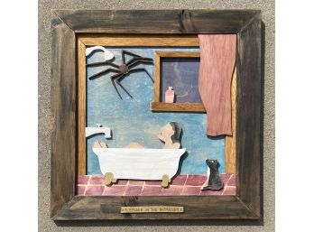 'a Spider In The Bathroom' By Jack Oyler 2011 Wooden Relief Art